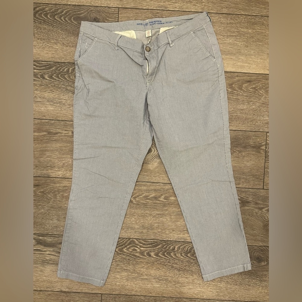 🎄GAP Khaki  Skinny Boyfriend Crop Pants SZ 12 Blue